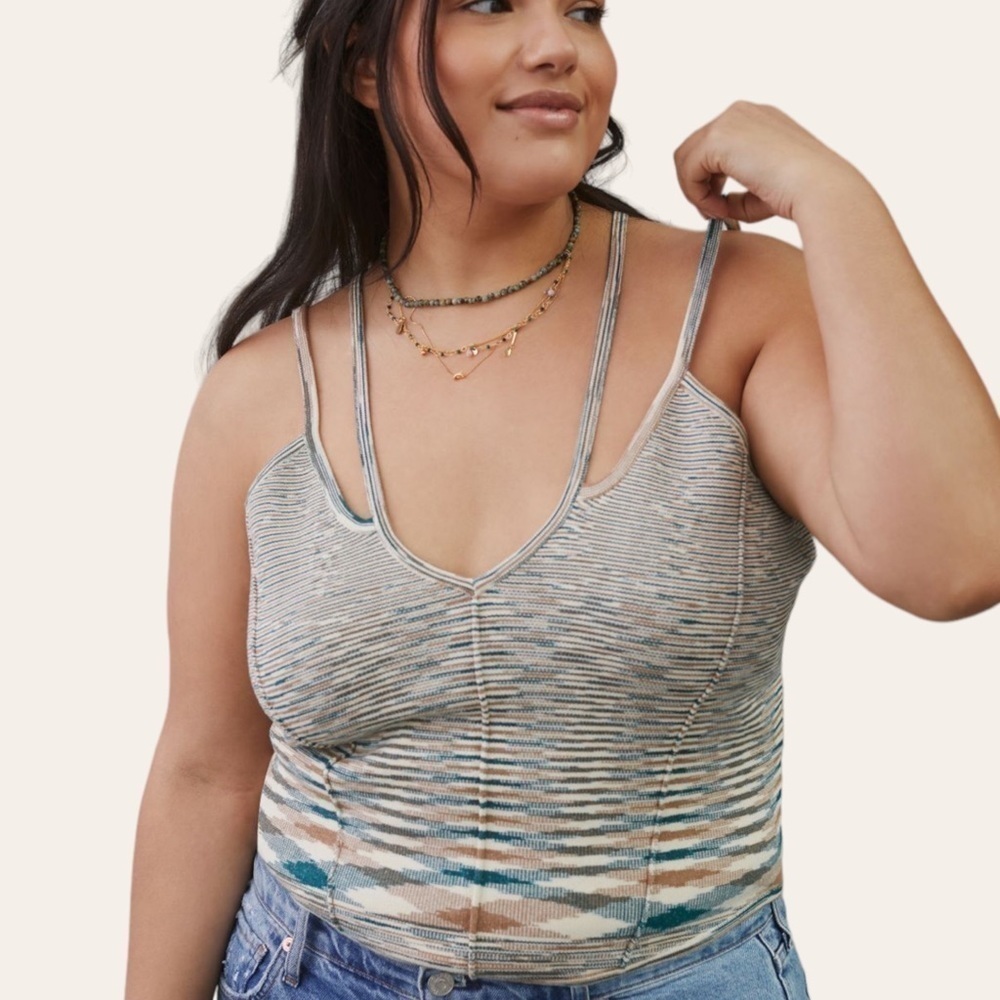 Anthropologie The Reed Boho Neutral Sweater Corset Top Size 1X NWT